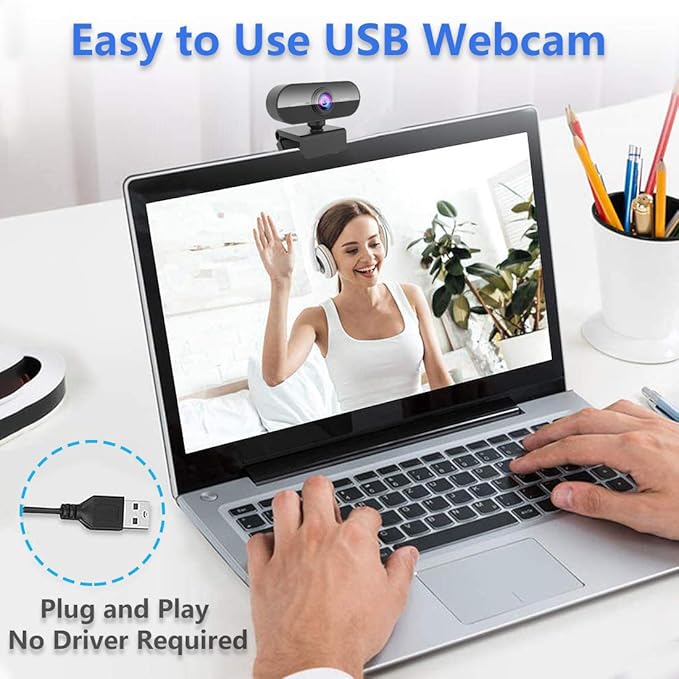 Webcam for pc with Microphone,Full Hd 1080P Streaming Web Cam for Mac Laptop, USB External Computer Camera for Desktop,Best Cheap Face Cam for Video Conference,Zoom,Gaming Youtube Microsoft Teams