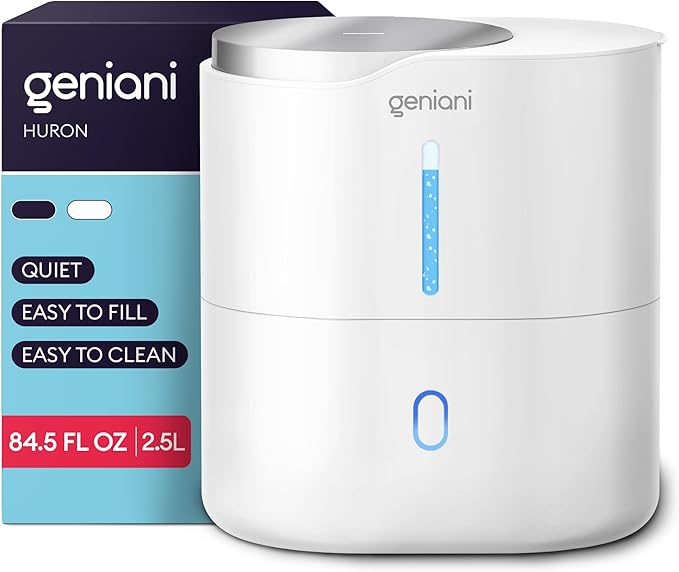 Top Fill Humidifier with Essential Oil Diffuser 2.5L for Home, Baby, Bedroom, Large Room & Indoor Plants, Small Cool Mist Air Humidifiers for Baby, Ultrasonic Quiet, Night Light (White)