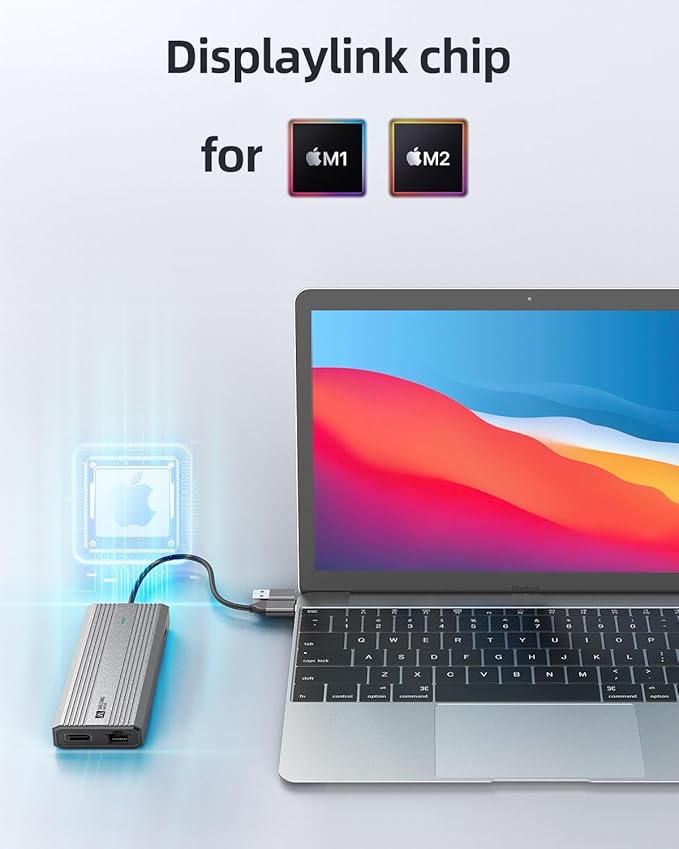 Displaylink Dock,Displaylink Docking Station Dual Monitor,10Gbps USB C Docking Station for MacBook M1/M2/M3/Windows,Laptop Docking Station with 2 HDMI 4K,2 PD 4K, Ethernet,USB 3.2,Mic/Audio,100W PD