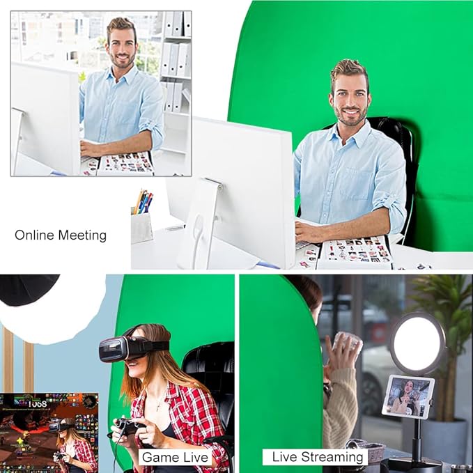 Portable Green Screen Chair, 59 in Greenscreen Backdrop with Stand Double Sided Foldable Green Background, Chroma Key, for Video Chats and Meetings, Photography, Photo Zoom, Streaming Games