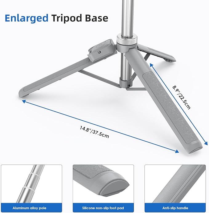 Extendable Tripod for iPhone with Remote, 360° Ball Head Upgraded Cell Phone Tripod for Video Recording, iPhone 14/13/12 Pro Max/Android/GoPro, 62in