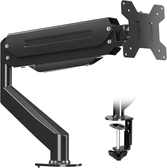 Suptek Single Monitor Mount,Adjustable Gas Spring Monitor Arm Desk Mount Stand Fits 17 20 22 23 24 26 27 32 33 inch,Holds up to 22 lbs, Black(MD18)