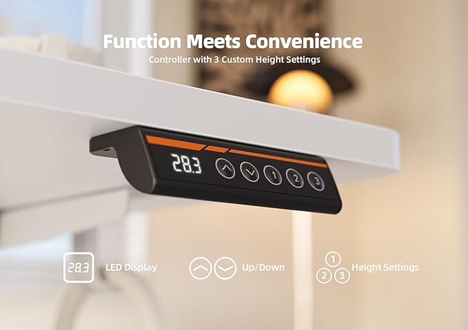 YDN Electric Standing Desk Adjustable Height, 40 x 24 Inches Stand up Desk with Cable Management, Home Office Desks with Splice Board & White Frame, White Top