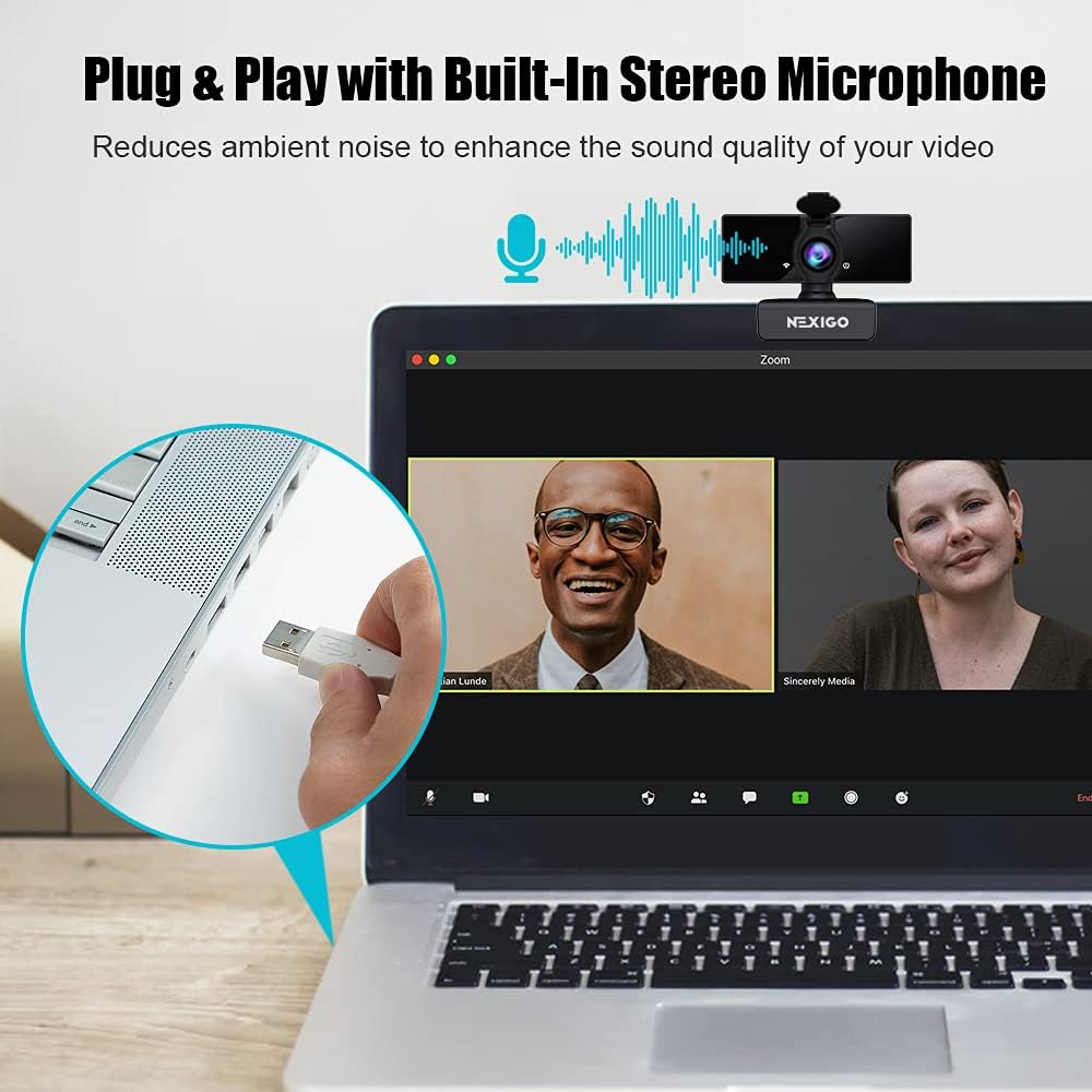 NexiGo N660 1080P Business Webcam, Dual Microphone & Privacy Cover, USB FHD Web Computer Camera, Plug and Play, for Zoom/Skype/Teams/Webex, Laptop MAC PC Desktop