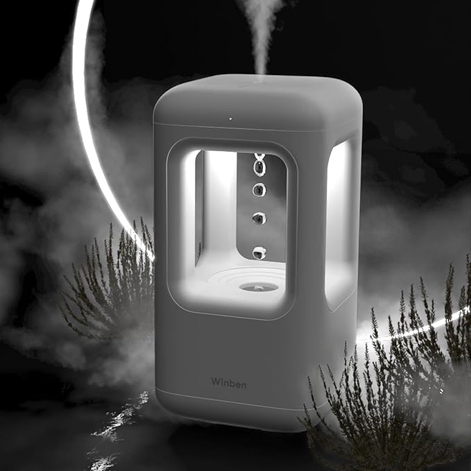 White Mini Plant Humidifier - Portable Desktop Cool Mist for Indoor Plants, Bedroom (0.6L, Auto Shut-Off)