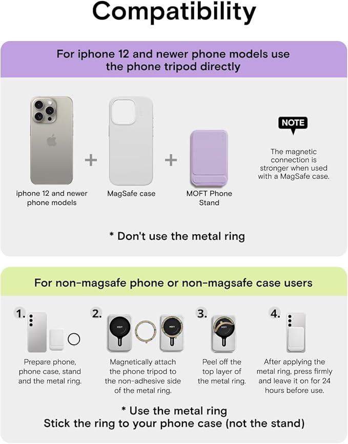 MOFT Phone Tripod Stand Selfie Stick for iPhone, Multi-Angles iPhone Stand, Lightweight & Portable Phone Holder, Strong Magnets, MOVAS Vegan Leather, Travel Essentials, Peony (Without Card Slot)