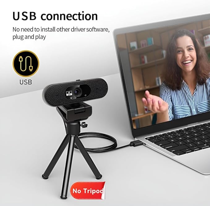 Hprosper 2K/5M Beauty/Skin whitening Webcam with PC/Laptop/Mac, Computer Camera with Low-Light Correction, AI Noise-Canceling Microphone, Adjustable Field of View, Built-in Privacy Shutter