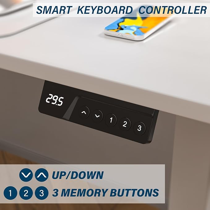 Kingant Electric Standing Desk Height Adjustable Stand Up Desks [48x 20 Inch] - Sit Stand Desk Ergonomic Rising Desks Computer Stand Desk for Home Office Workstation & Cable Management