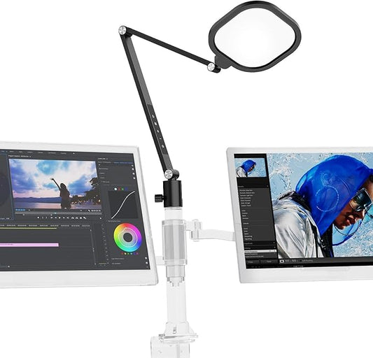 Desk Lamp for Computer Monitor Arms, Compatible with 1.18-1.38 inch Diameter Pole-Mounted Dual Monitor Stand, 1200LM Dimmable Desk Light with Remote Control, 31" Tall, CRI 95, Timer