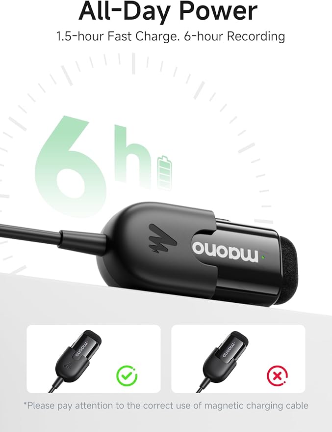 MAONO Wave T1 Mini Wireless Lavalier Microphone for iPhone 16 15, Android, Tablet, PC, Clip on Lapel Mic with USB-C Plug, Noise Cancellation, AI Voice Filter for Video Recording Vlog TikTok YouTube