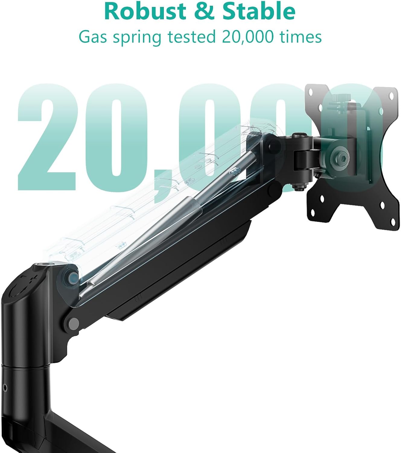 WALI Single Monitor Mount, Gas Spring Monitor Arm for 17-34 inch Screens, Adjustable Computer Monitors Stand up to 26.4lbs, with Clamp and Grommet Base, Mounting Holes 75 and 100mm (GSMP001N), Black