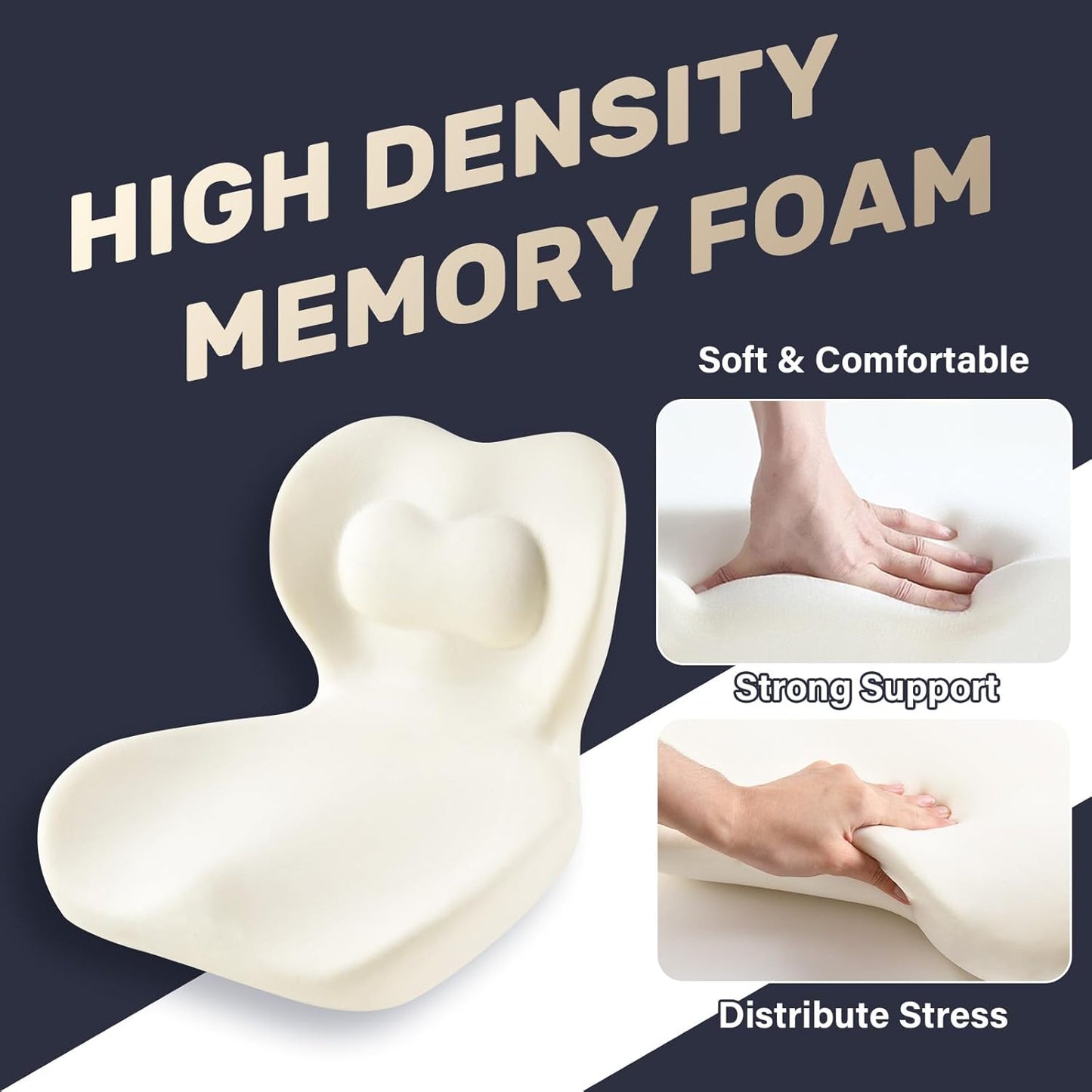 Coverado Seat Cushion and Lumbar Support Pillow One Piece for Car Office Chair, Ergonomic Memory Foam Desk Chair Cushion Back Support Pillow, Sciatica & Back & Tailbone Pain Relief Cushion-Gray