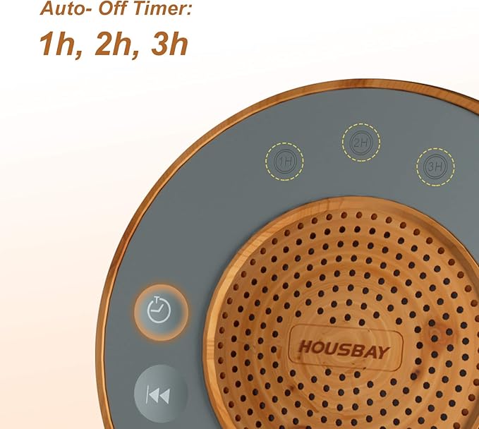 Housbay White Noise Machine with 31 Soothing Sounds, 5W Loud Stereo Sound, Auto-Off Timer, Adjustable Volume, Sleep Sound Machine for Baby, Kid, Adult -Wood Grain
