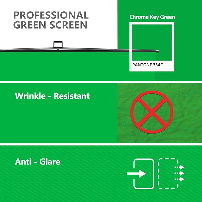 【Wider Style】 RAUBAY 78.7 x 82.7in Large Collapsible Green Screen Backdrop Portable Retractable Chroma Key Panel Photo Background with Stand for Video Conference, Photographic Studio, Streaming