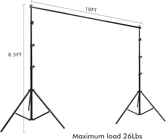 Photo Background Support System with 8.5 x 10ft Backdrop Stand Kit, 6 x 9.5ft 100% Pure Muslin Chromakey Green Screen Backdrop,Clamp, Carry Bag for Photography Video Studio