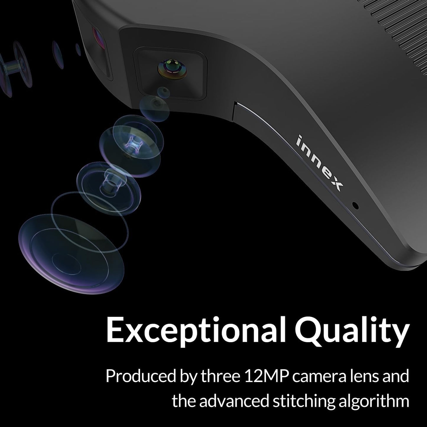 Innex C831 180° Panoramic 4K Wide Angle Webcam with Microphone, AI Facial Tracking for Windows, Mac, Easy Setup Conference Room Camera with Flexible View Angle for Meeting Room, Huddle Space