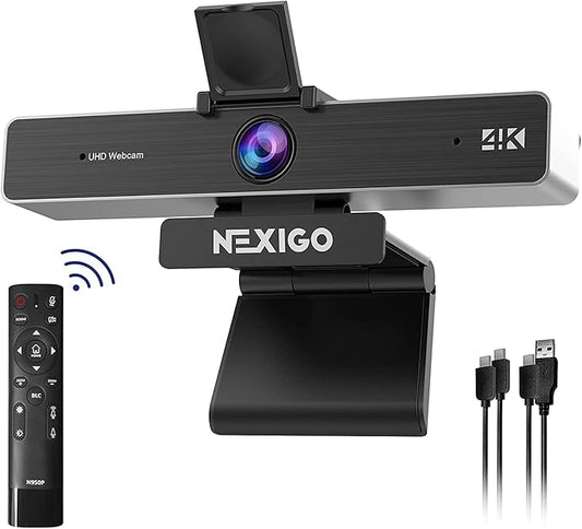 NexiGo Zoom Certified, N950P 4K Zoomable Webcam with Remote Control, Sony_Starvis Sensor, 5X Digital Zoom, Pro Web Camera with Dual Stereo Mics, for Zoom Skype Teams Twitch