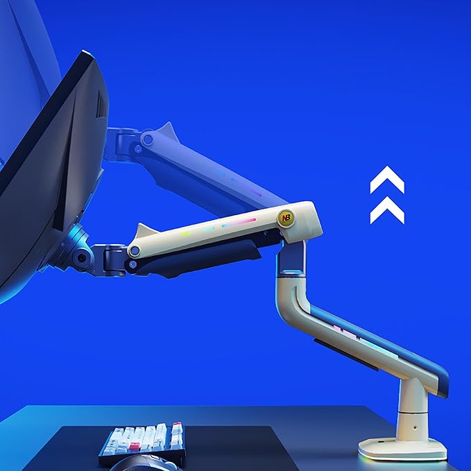 Gaming Monitor Arm for Flat/Ultrawide/Curved Monitors 32 to 60 inch, Heavy Duty Monitor Stand Load up to 20 kg, VESA 75/100 mm Mount (Lava Yellow)