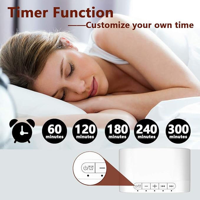 Magicteam Sound Machines White Noise Machine with 20 Non Looping Natural Soothing Sounds and Memory Function 32 Levels of Volume Sleep Sound Timer Therapy for Baby Kids Adults
