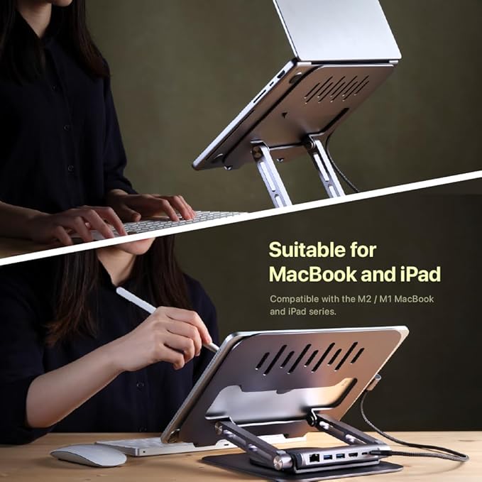 ADAM elements USB-C Stand Pro/Laptop Docking Station – Hub Stand Pro 6in1 Multiport Stand Hub for M2/M1 Mac, iPad & Laptop Series