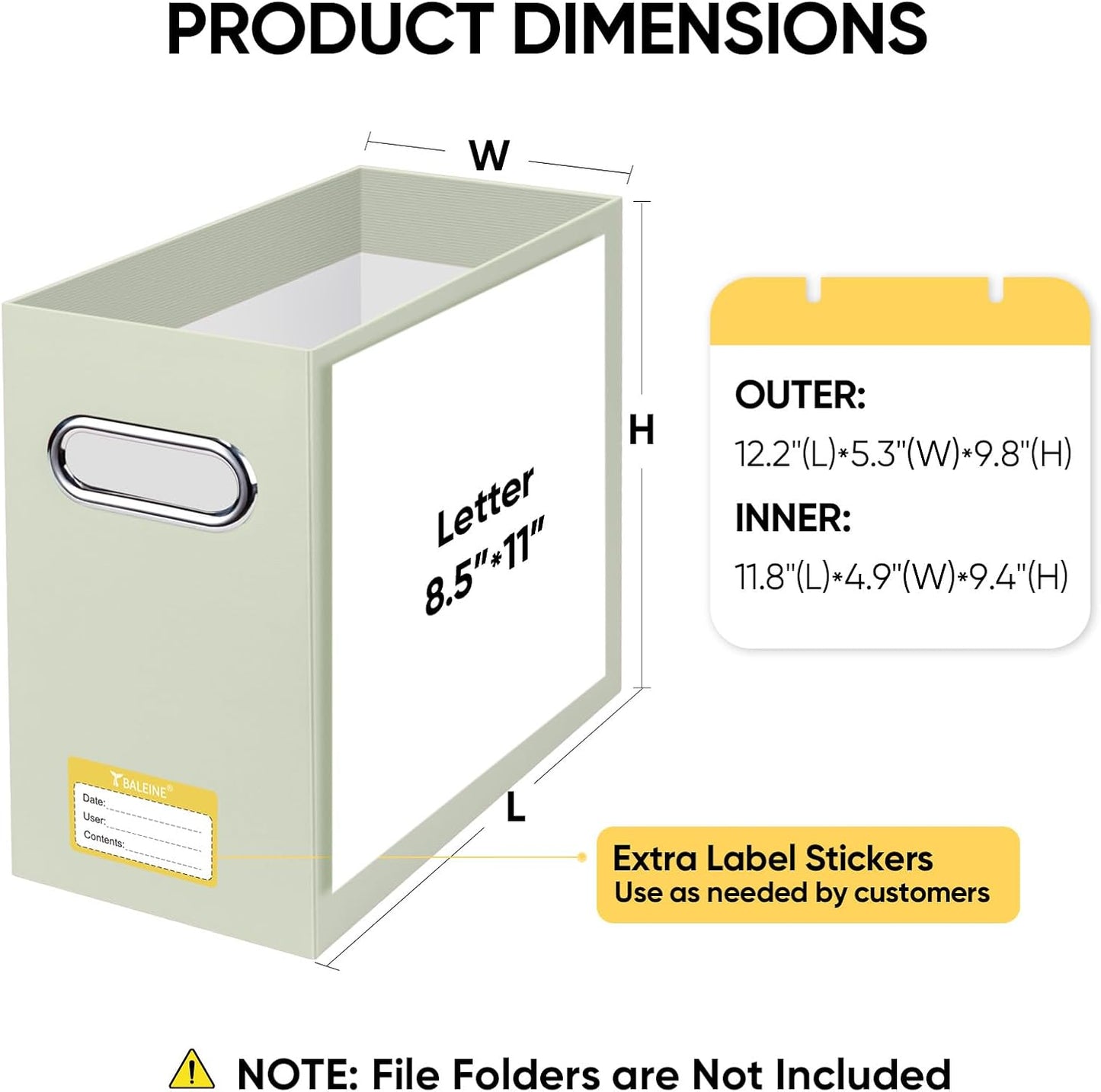 BALEINE File Organizer Box, Cardboard File Folder Organizer with Handle for Letter Size, Portable Collapsible Hanging Filing Box for Home Office Document Storage (4 Pack, Beige)