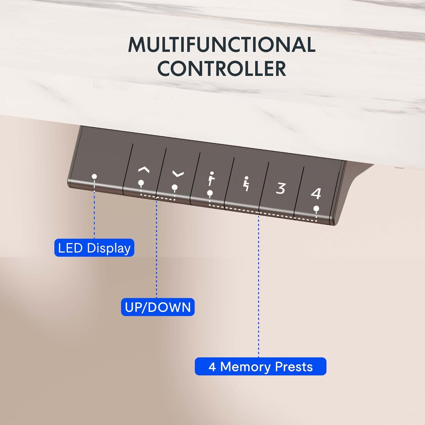 FLEXISPOT EN1 Whole Piece Standing Desk 55 x 28 Inches Stand Up Desk Workstation Home Office Computer Height Adjustable Desk (Black Frame + Marble Gray Top, 2 Packages)