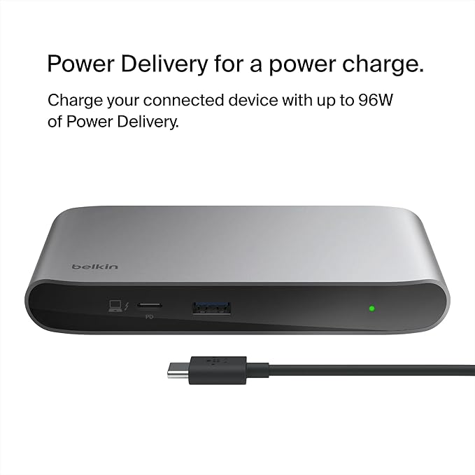 Belkin Connect Thunderbolt 4 Docking Station, 5-in-1 USB-C Multiport Core Hub w/ 96W Power Delivery for Mac, Windows, Single 8K or Dual 4K Display, Thunderbolt 4 Cable & Power Supply Included