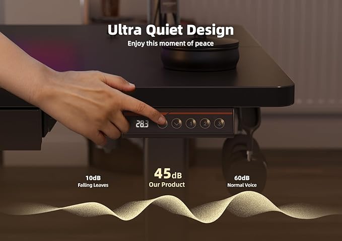 YDN Standing Desk with Drawers, 48 x 24 Inch Adjustable Height Stand Up Desk, Sit Stand Computer Desk for Home Office, Black