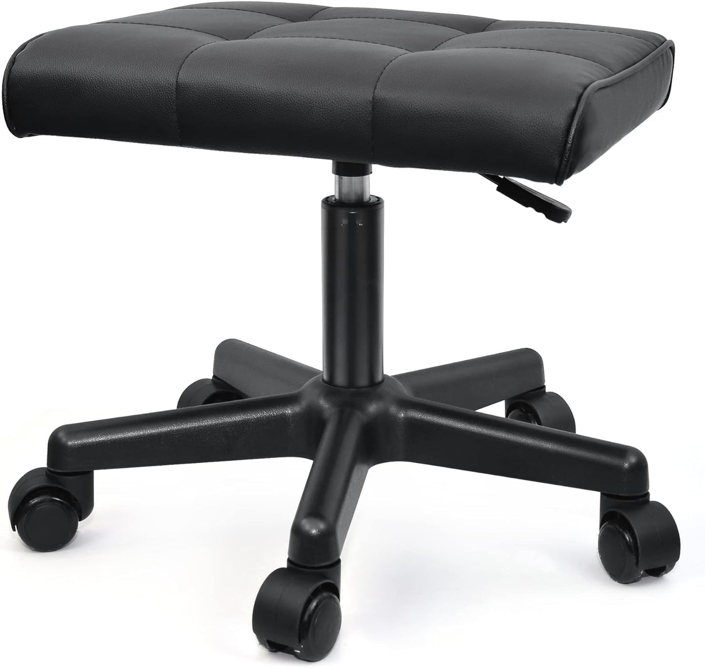 Footrest Under Desk Leg Rest Ottoman Adjustable Height Foot Stool with Wheels Leather Footrest