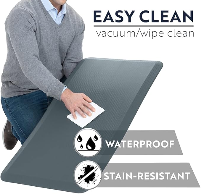 KANGAROO Thick Ergonomic Anti Fatigue Mats for Kitchen Floor, Cushioned Standing Office Desk Mat, Waterproof Scratch Resistant Topside, Supportive All Day Comfort Padded Foam Rugs, 20x32, Charcoal