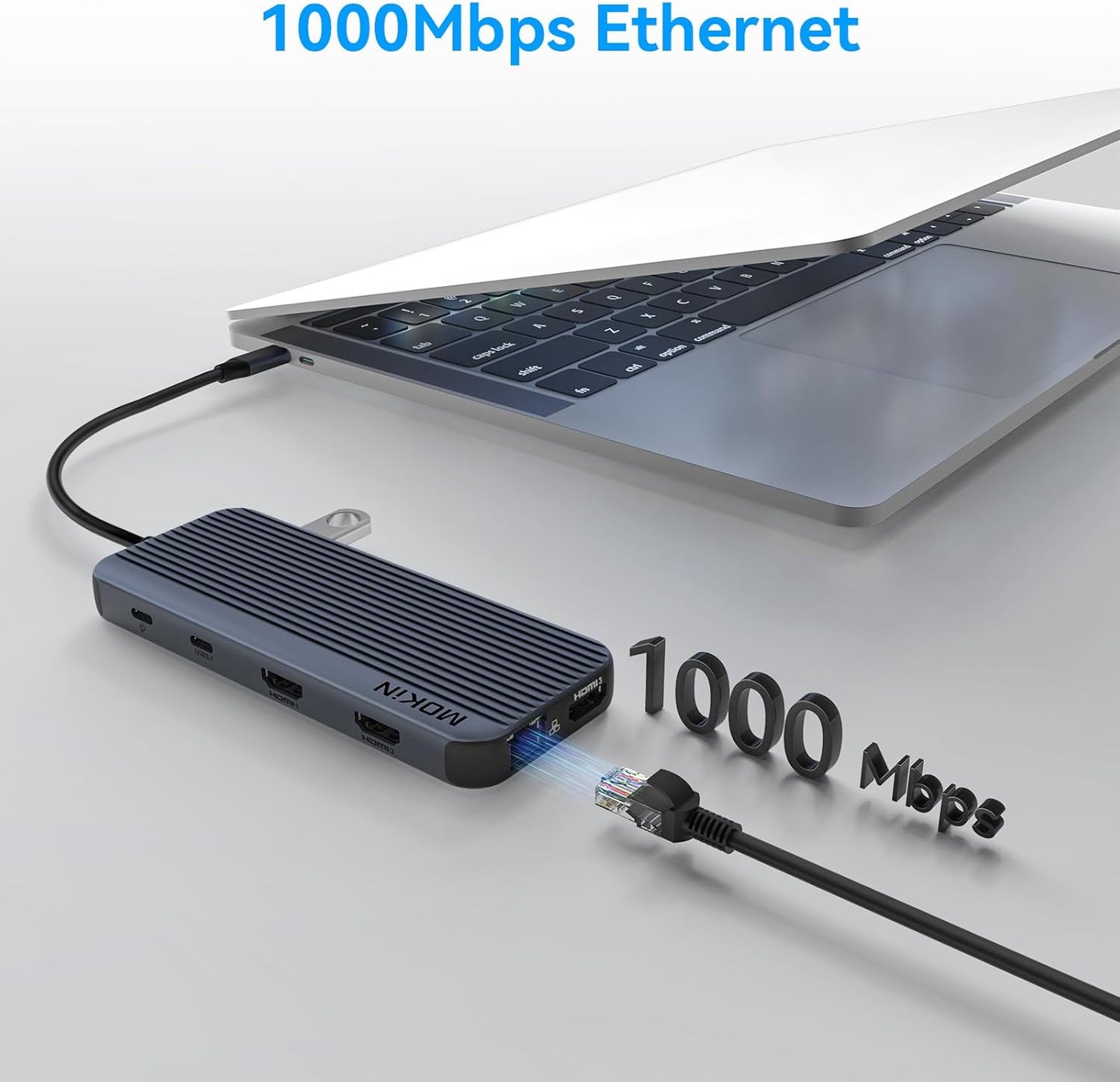 3 HDMI Laptop Docking Station, MOKiN USB C Dock 3 Monitors, 12 in 1 USB C to 3 HDMI Adapter with 10Gbps USB A&C 3.1, 2*USB A 2.0, 100W PD, Ethernet,SD/TF,Audio Port for HP/Dell/Lenovo