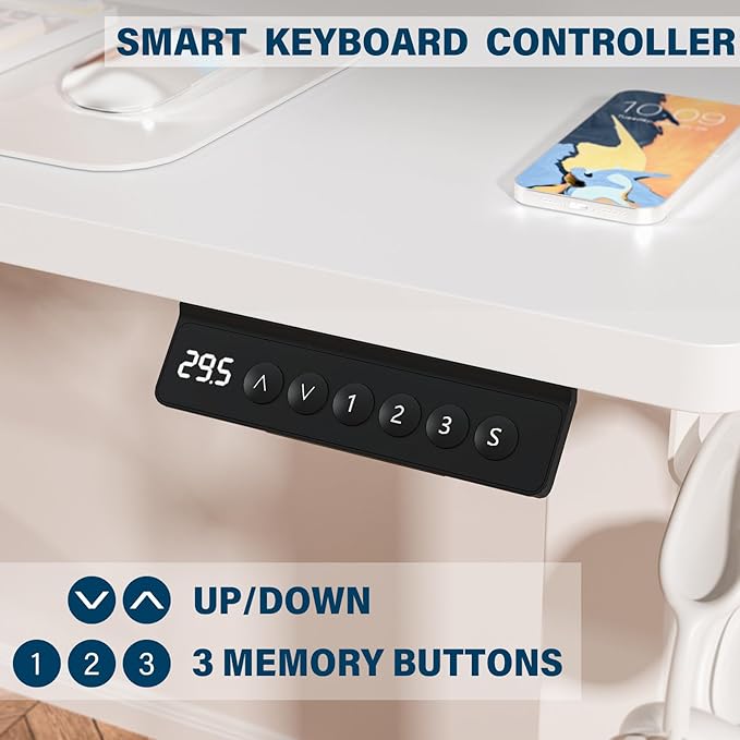 Kingant Standing Desk Height Adjustable Small Electric Stand Up Desks [35 x 20 Inch] - Ergonomic Sit Stand Desk Rising Desks for Home Office Computer Desk Workstation