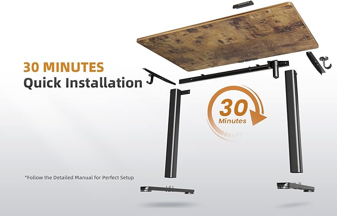 YDN Electric Standing Desk Adjustable Height, 40 x 24 Inches Stand up Desk with Cable Management, Home Office Desks with Splice Board & Black Frame, Rustic Brown Top