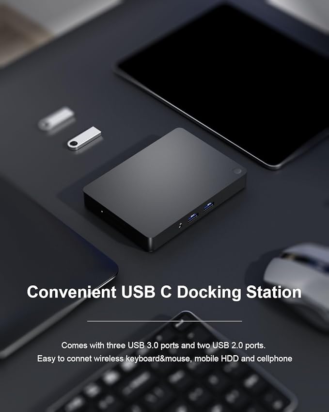 WD15 USB C Docking Station, Dual Monitor Compatible with Dell/MacBook/HP/Surface, HDMI/Mini DP/VGA, 1GB Ethernet, 3 USB 3.0, 2 USB 2.0, Audio, Speaker Out, Black