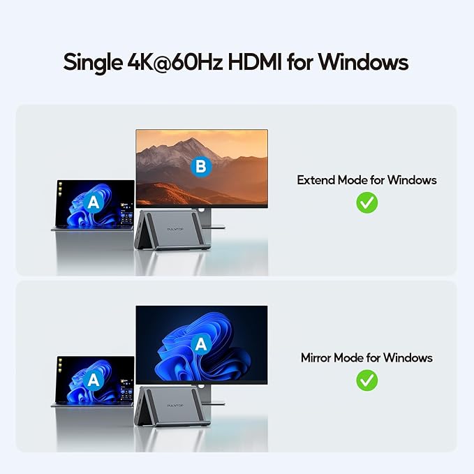 USB C Docking Station Dual Monitor for Microsoft Surface Pro 11/10/9/8, PULWTOP Dual Displays with 2 xHDMI 4K, 3 x USB-C/A 10Gbps, 2 x USB-A 5Gbps, USB-2.0, Ethernet, PD