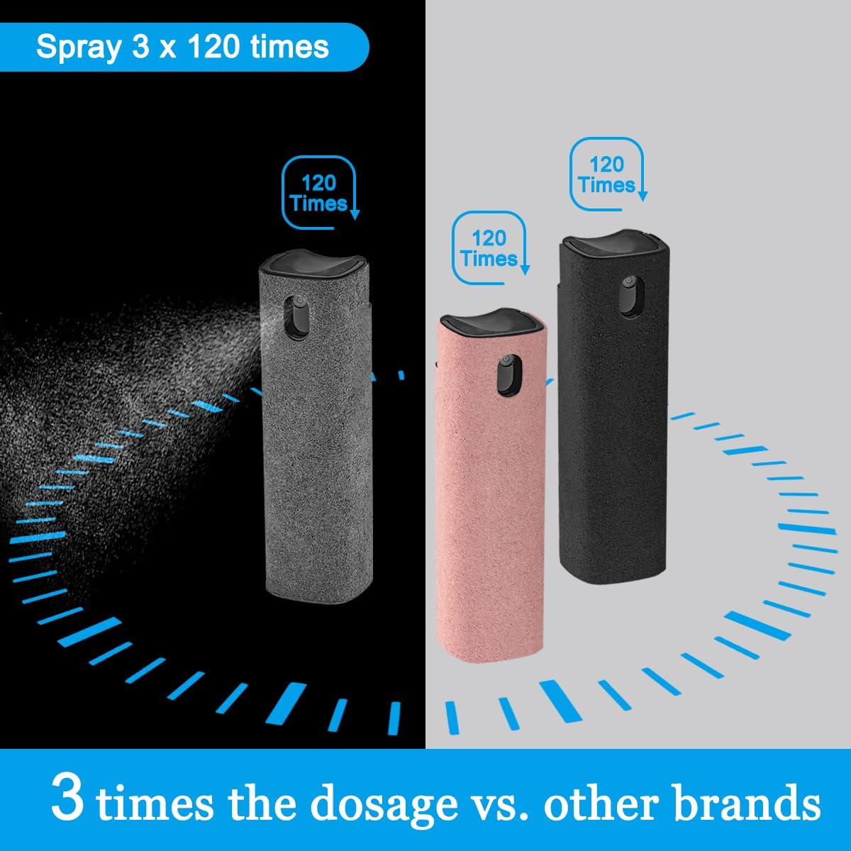 walrfid 3Pcs Laptop Cleaner, Computer Screen Cleaner Spray and Wipe, Electronic Laptop Cleaning Kit for iPad, iPhone, Cellphone, Monitor, MacBook Pro, Car Display, Tablet, TV, Kindle, Grey Pink Black