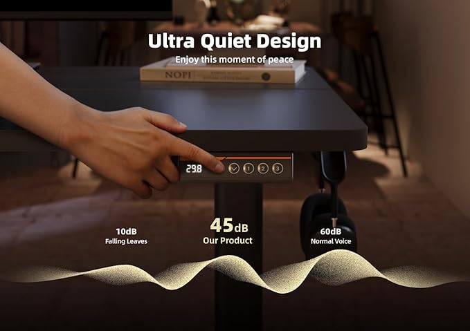 YDN Electric Standing Desk, Adjustable Height Stand up Desk, 63x24 Inches Sit Stand Home Office Desk with Splice Board, Black Top