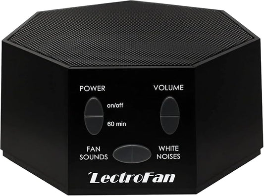 Adaptive Sound Technologies LectroFan Classic White Noise Machine - Global Power Edition with Adaptors for US, UK & EU - 20 Non-Looping Fan & White Noise Variations - Black