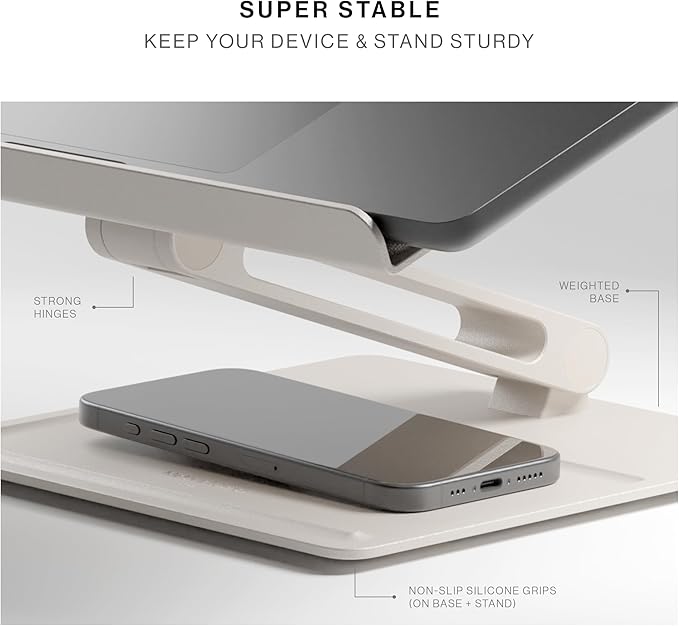 Native Union Desk Laptop Stand – Height Adjustable Ergonomic Computer Stand – Compatible with MacBook Air/Pro, iPad, Dell, HP, Lenovo, Microsoft Surface & Laptops & Tablets Up to 5kg (Sand Stone)