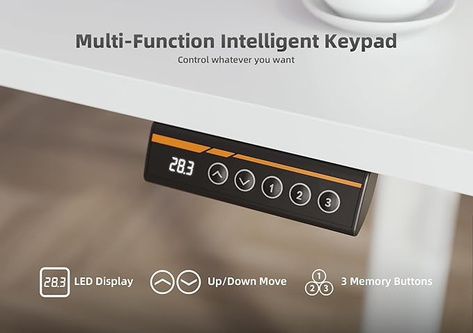 Seang Standing Desk with Adjustable Height, 48x24 Inch Electric Stand Up Desk for Home Office, Studio, Computer Workstation, White Top