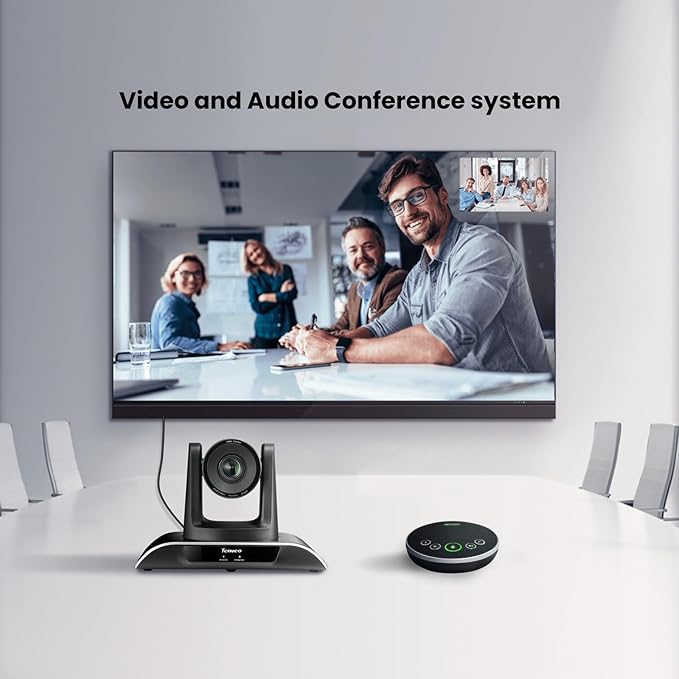 All-in-One Conference Room Video Camera System Bundle HD 1080P 60fps 3X Optical Zoom USB3.0 HDMI PTZ Camera and Bluetooth Conference Speakerphone with Microphones
