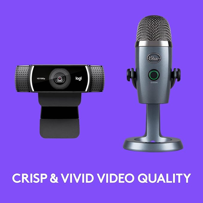 Logitech C922x Pro Webcam + Blue Yeti Nano - Perfect for Professional Video Calls, 1080p/30fps, 720p/60fps