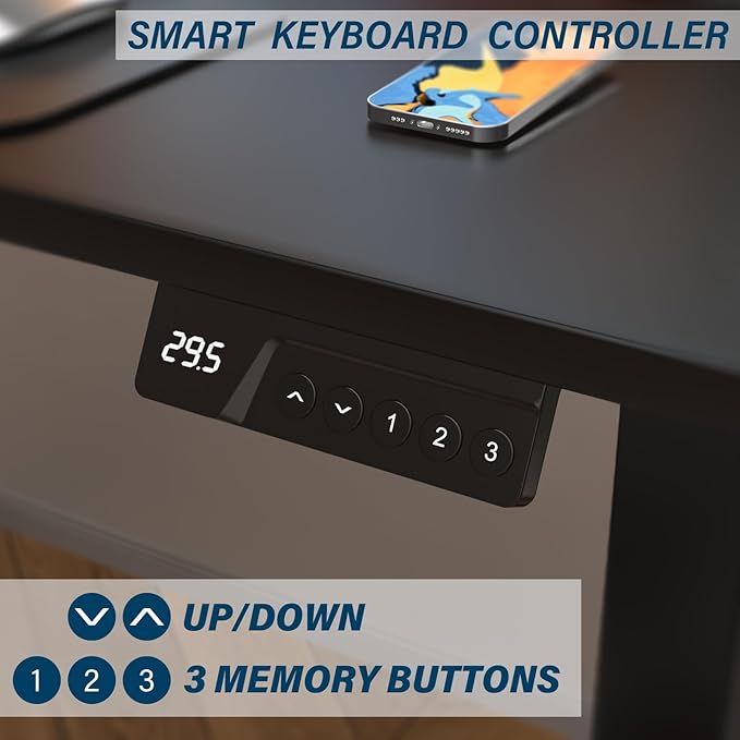 Kingant Standing Desk Height Adjustable Electric Stand Up Desks [48 x 24 Inch] - Ergonomic Sit Stand Desk Rising Desks for Home Office Computer Desk Stand Desk Workstation with Cable Management