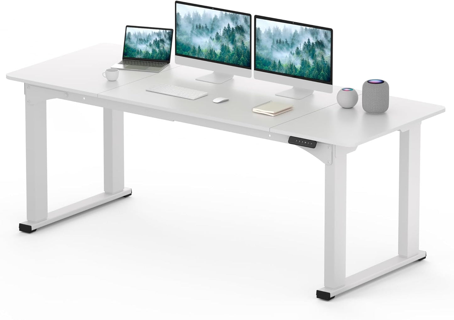 SANODESK 4-Leg Standing Desk, Electric Height Adjustable Desk with Memory Presets for Home Office, Stand up Desk Computer Workstation, 78x32 Inches White
