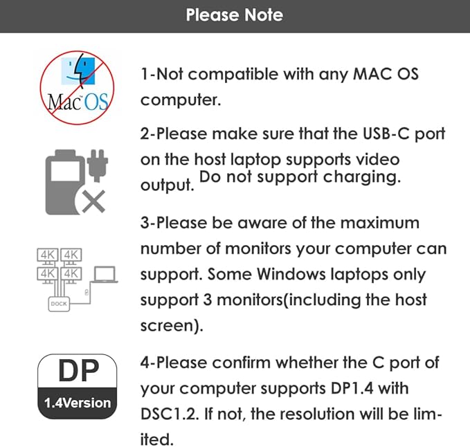 USB C Docking Station Dual DP Monitor, Displayport Docking Station with Dual DP, HDMI, VGA, USB2.0 Ports for Lenovo HP Dell, Windows System Computer (Gray)