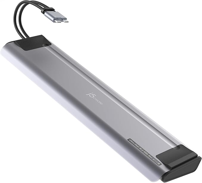 j5create USB C Dual 4K60 Display Docking Station (12-in-1), Built-in M.2 SSD Slot, HDMI, DisplayPort, 10Gbps USB-A, Card Reader, PD 100W, Ethernet, for Surface Pro 7/8/9/11 (JCD551)