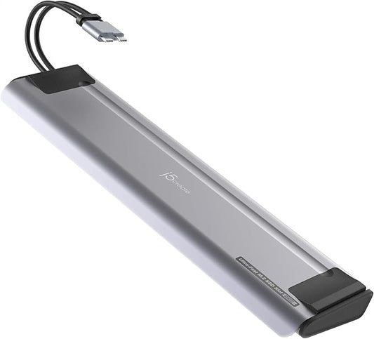 j5create USB C Dual 4K60 Display Docking Station (12-in-1), Built-in M.2 SSD Slot, HDMI, DisplayPort, 10Gbps USB-A, Card Reader, PD 100W, Ethernet, for Surface Pro 7/8/9/11 (JCD551)