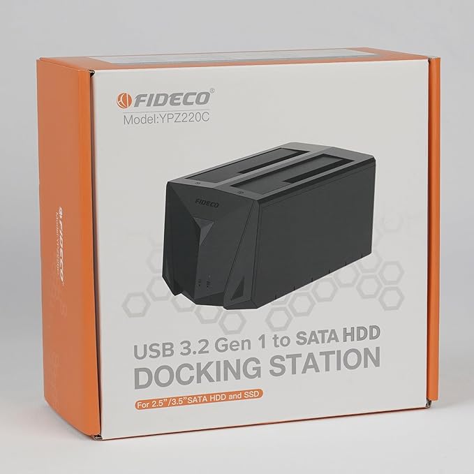 FIDECO USB 3.2 Gen 1 to Hard Drive Docking Station, Hard Drive Dock for 2.5 or 3.5 inch SATA I/II/III HDD SSD with Hard Drive Duplicator/Offline Clone Function and 2 USB Cables, Support UASP