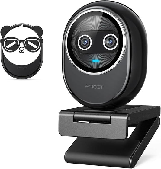 EMEET Piko+ Webcam 4K, World’s 1st Dual-Camera AI-Powered 4K Camera, 1/2.55'' Sony Sensor, 3 Mics&3 Sound Modes, Panda Magnetic Privacy Cover, USB C-C&C-A, Ideal for Livestreamers and Content Creators