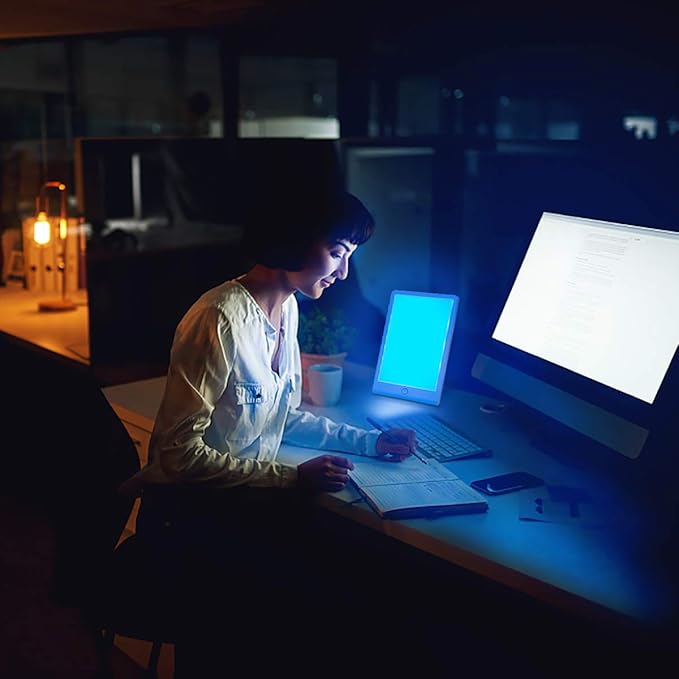 Light Therapy Lamp, SMY Blue Light Energy Lamp and Adjustable LED Blue Light, Tablet One Touch with Timer, 100% UV Free